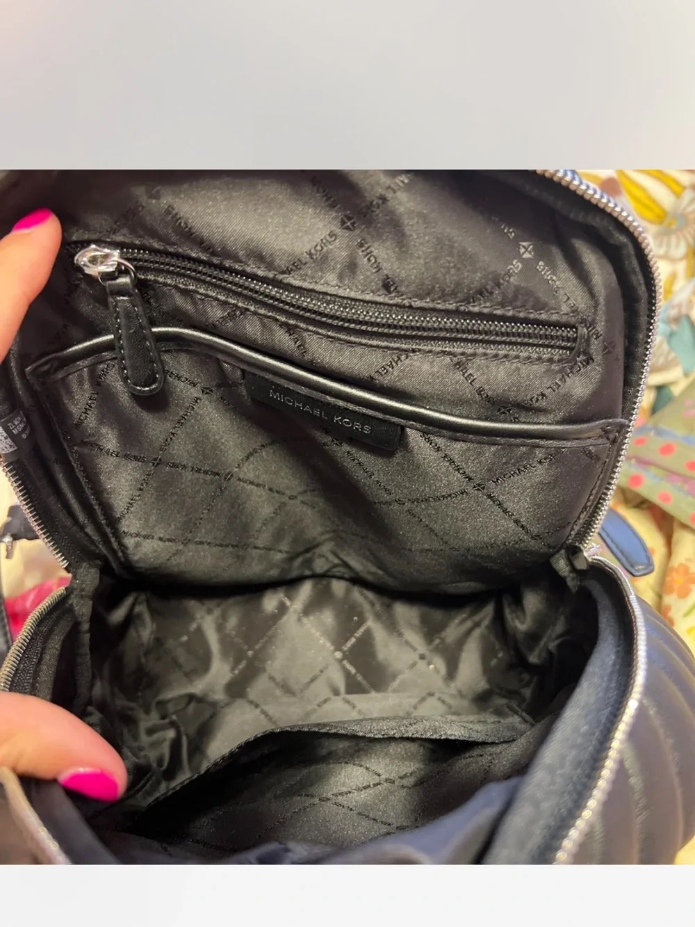 Michael Kors Black Quilted Leather Backpack with Twisted Top Handle